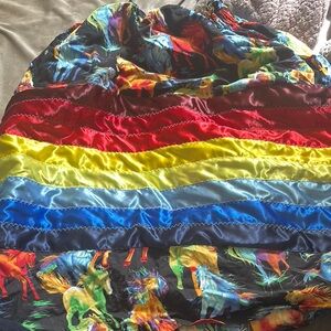 Colorful Horse Print Satin Blanket